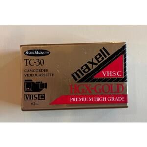 Maxell VHS-C Video Camcorder Tape HGX Gold TC-30 Videocassette Premium